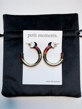 petit moments mixed Tortoise and Gold Hoop Earrings